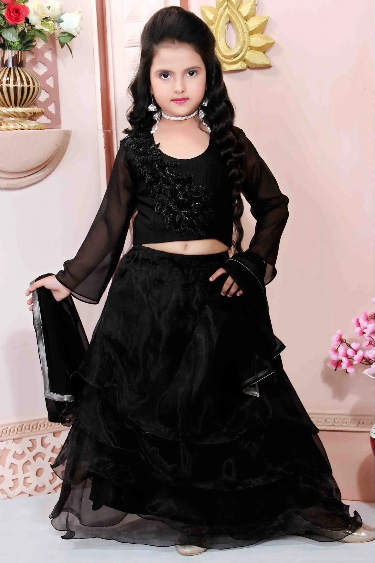 Black Organza Party Wear Lehenga Choli NCGW10710764