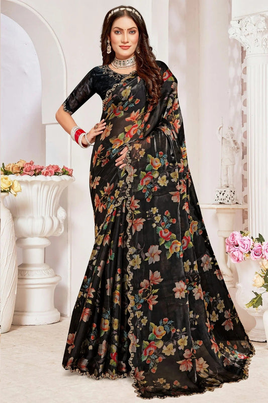 Black Organza Silk Designer Saree NCSD11210276