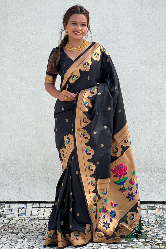 Black Paithani Silk Paithani Saree NCSD11112208