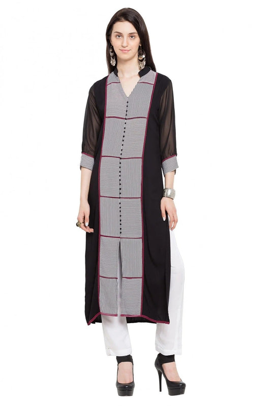 Black Plus Size Cotton Kurti NCKR10710162
