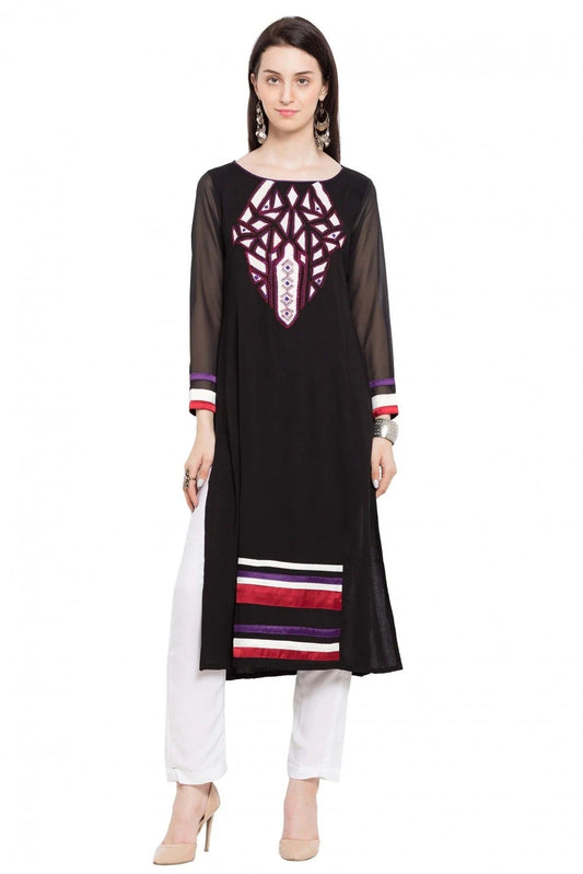 Black Plus Size Cotton Kurti NCKR10710169