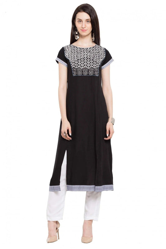 Black Plus Size Cotton Kurti NCKR10710173