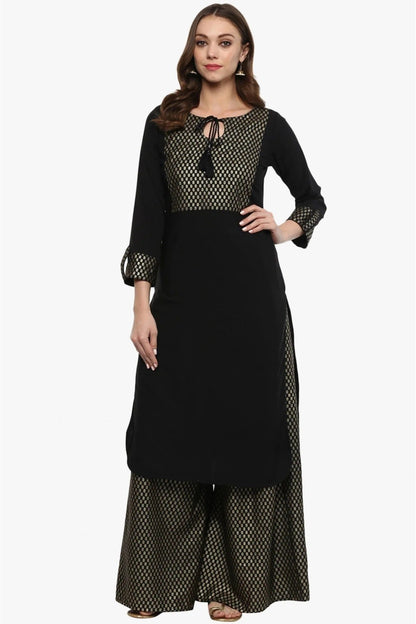 Black Plus Size Crepe Straight Kurti NCKR10610177