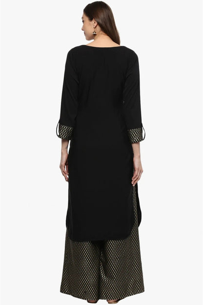 Black Plus Size Crepe Straight Kurti NCKR10610177