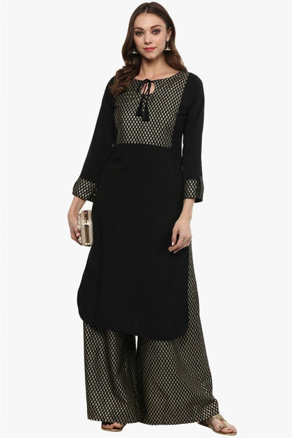 Black Plus Size Crepe Straight Kurti NCKR10610177