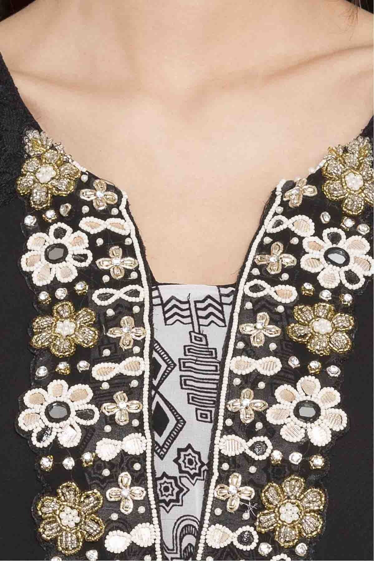 Black Plus Size Faux Georgette Palazzo Suit NCSS10710498