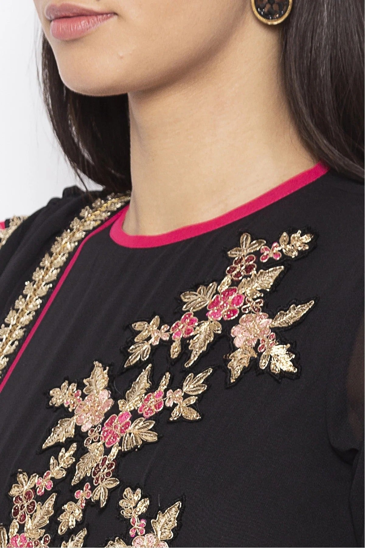 Black Plus Size Georgette Embroidery Anarkali Suit NCSS10710633