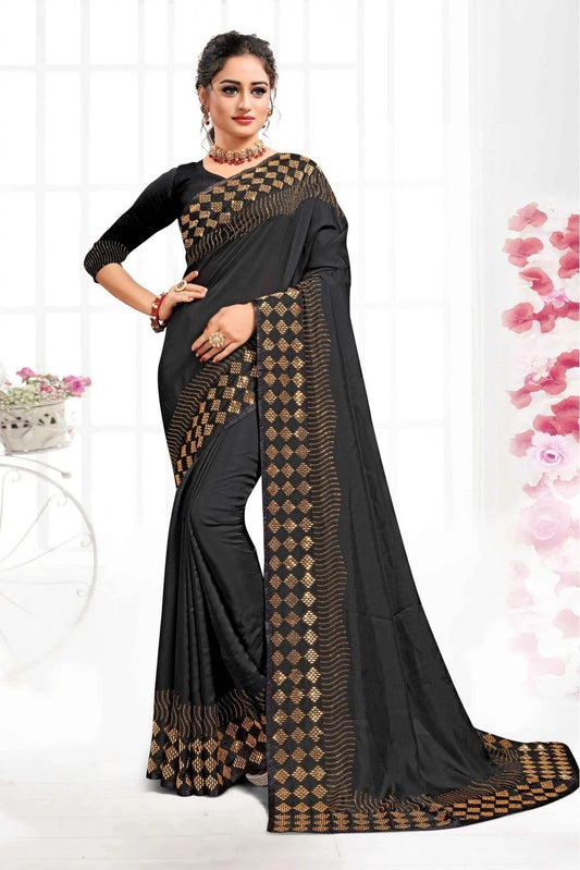 Black Pure Satin SwaroNCki Saree NCSD11210583