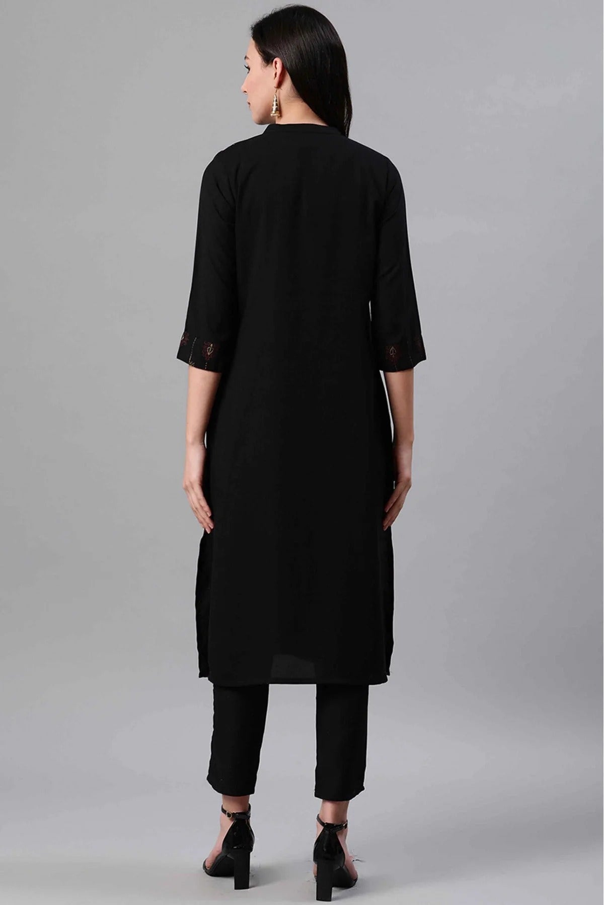 Black Rayon Foil Print Kurti NCKR10610211