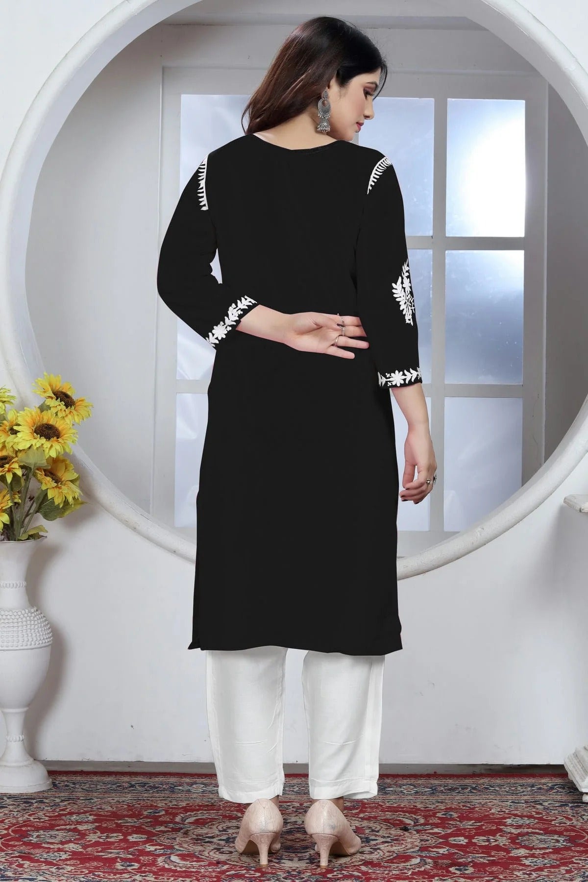 Black Rayon Kurta And Pant Set  NCKR11112034