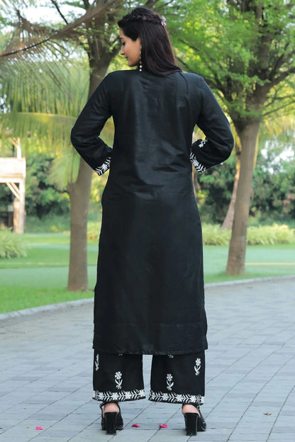 Black Rayon Kurta And Pant Set  NCKR11112035