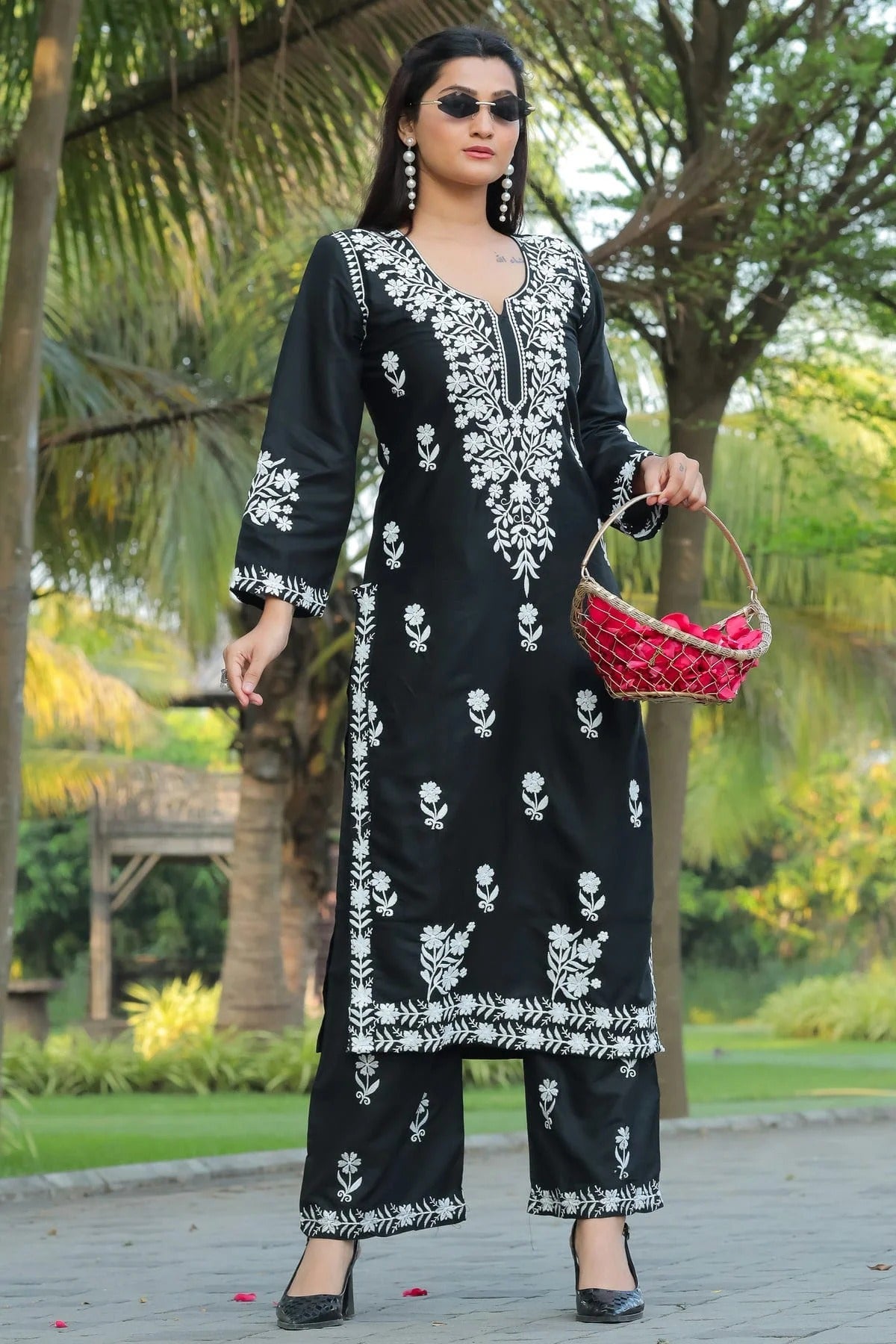Black Rayon Kurta And Pant Set NCKR11112035