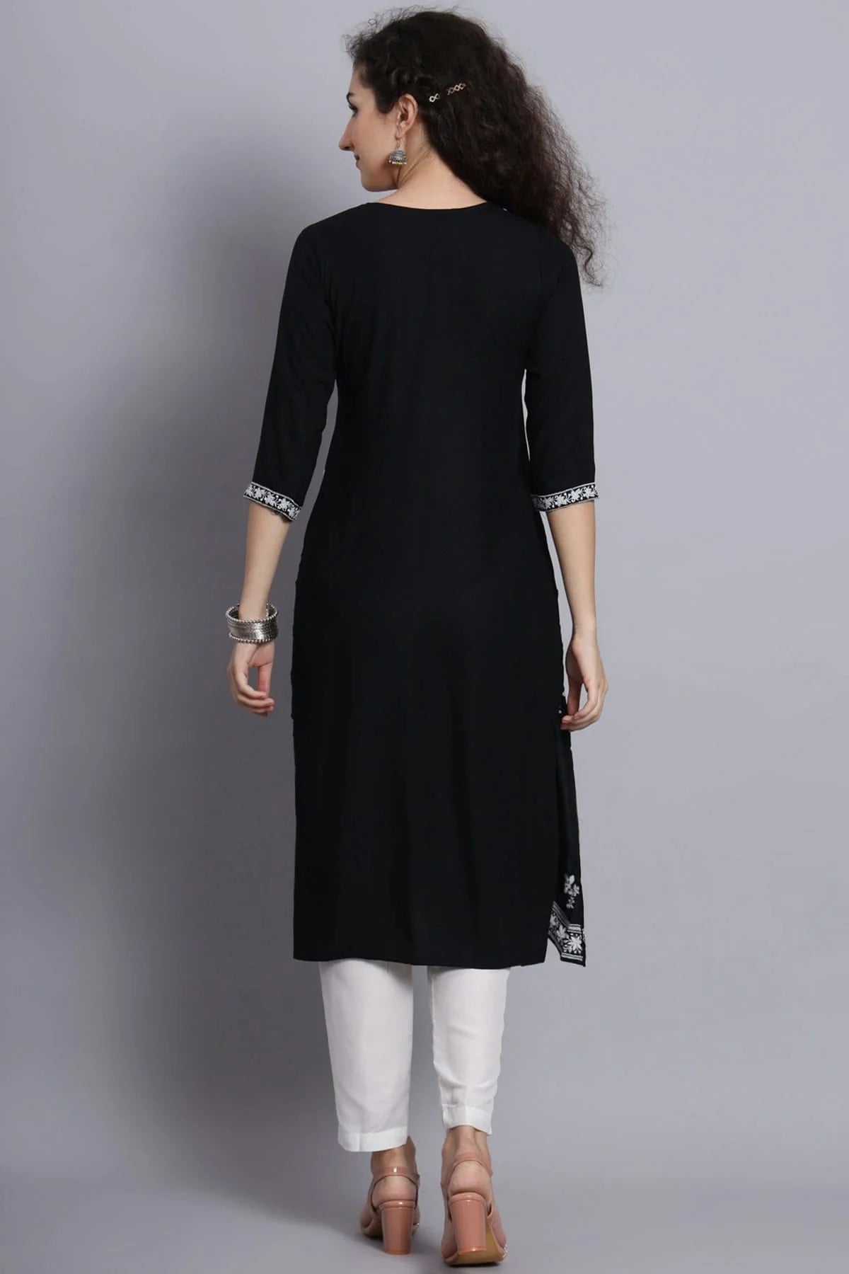 Black Rayon Kurti NCKR11112077