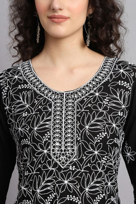 Black Rayon Kurti NCKR11112137