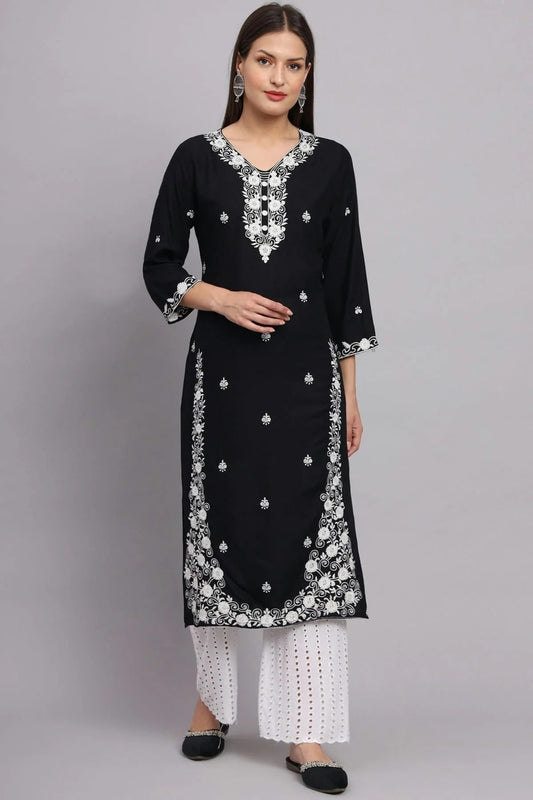 Black Rayon Kurti NCKR11112155