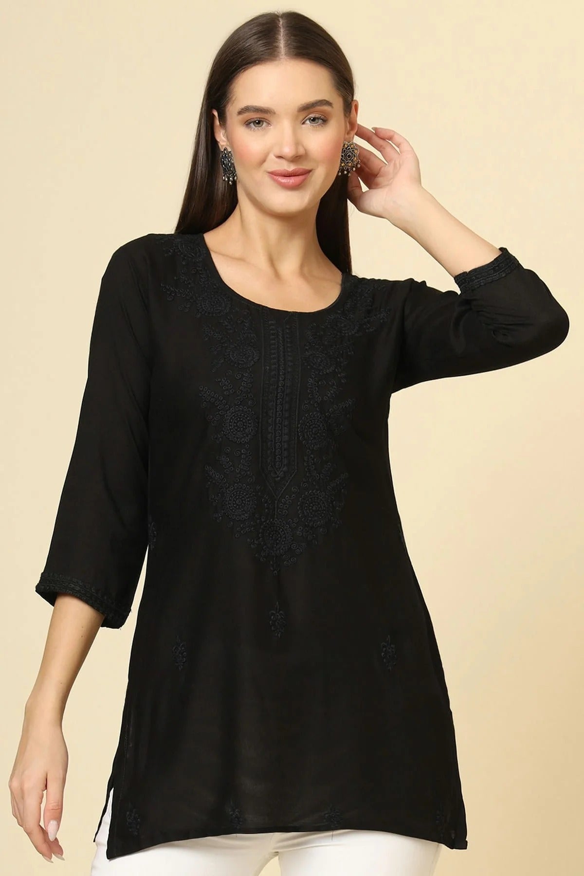 Black Rayon Readymade Top NCTP11112250