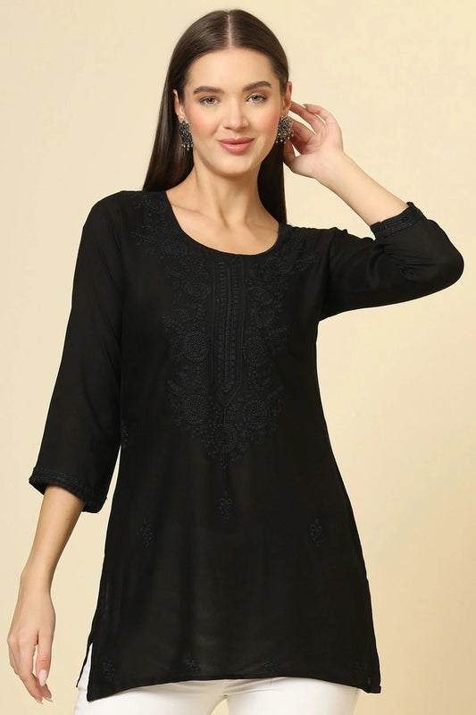 Black Rayon Readymade Top NCTP11112250