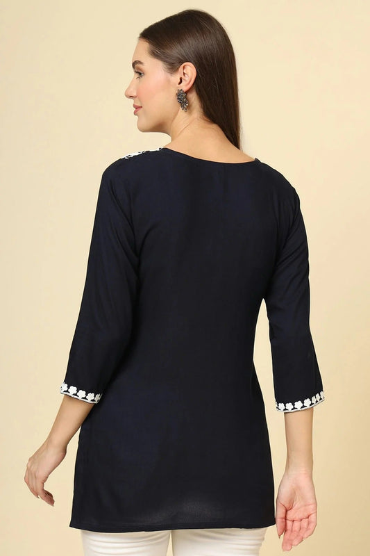 Black Rayon Readymade Top  NCTP11112258