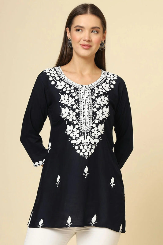 Black Rayon Readymade Top NCTP11112258