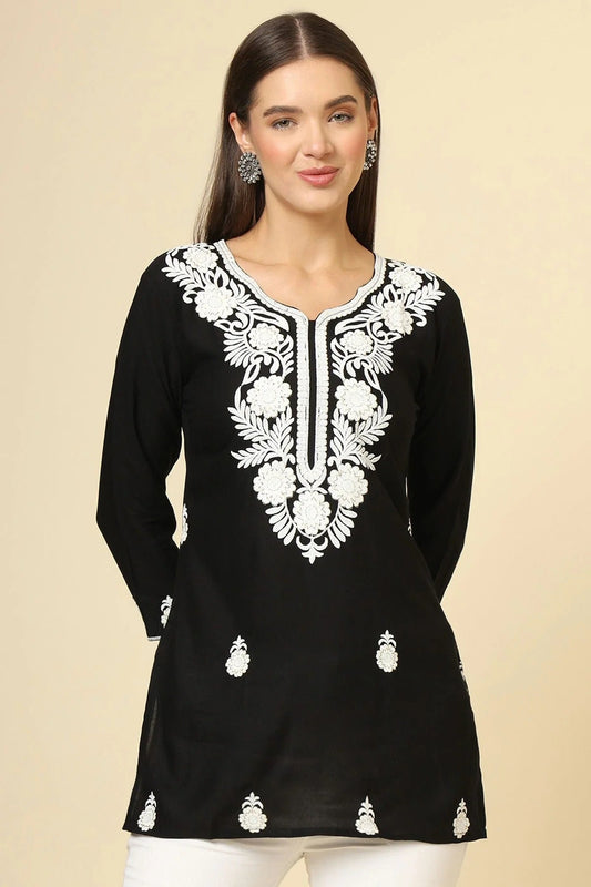 Black Rayon Readymade Top NCTP11112260