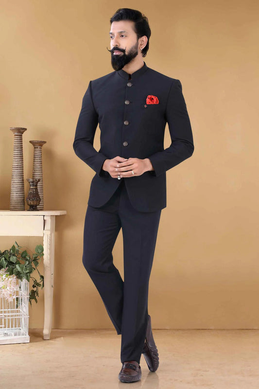 Black Rayon Jodhpuri Suit NCSH11310191