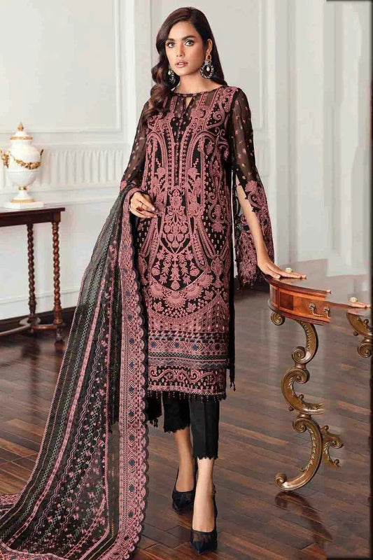 Black Semi Stitched Faux Georgette Pakistani Suit NCSM11410309