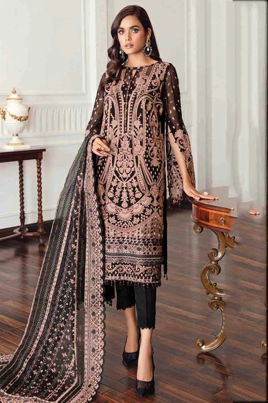 Black Semi Stitched Faux Georgette Pakistani Suit NCSM11410310