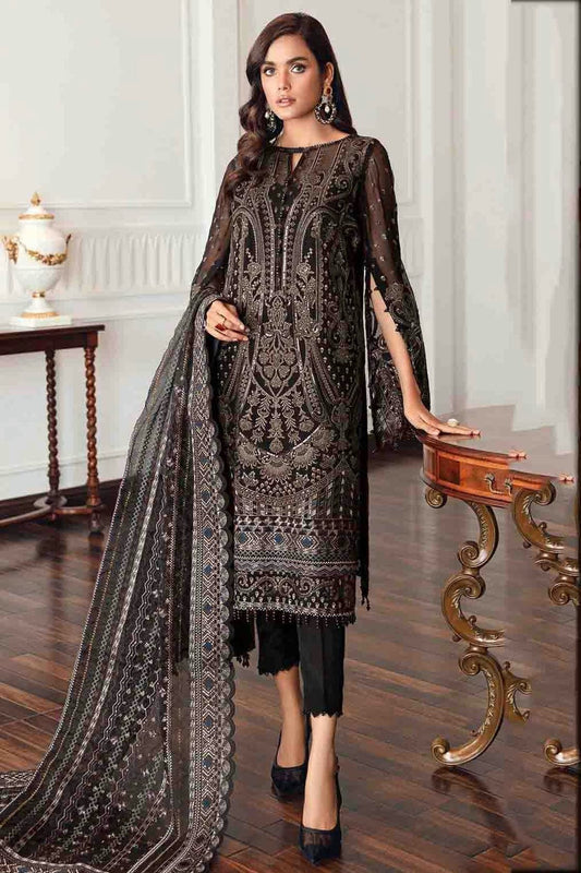 Black Semi Stitched Faux Georgette Pakistani Suit NCSM11410311