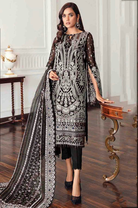 Black Semi Stitched Faux Georgette Pakistani Suit NCSM11410312
