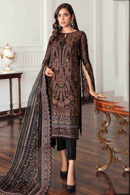 Black Semi Stitched Faux Georgette Pakistani Suit NCSM11410313