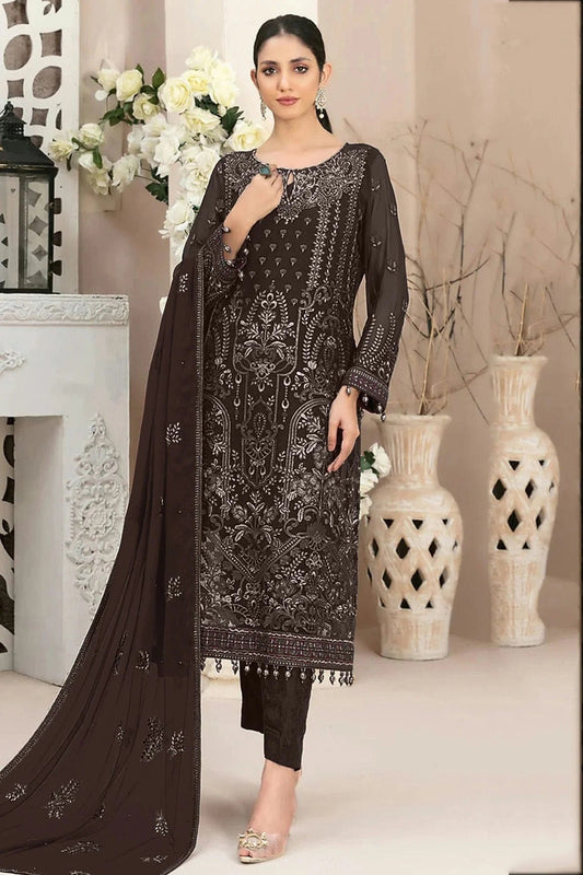 Black Semi Stitched Faux Georgette Pakistani Suit NCSM11410318
