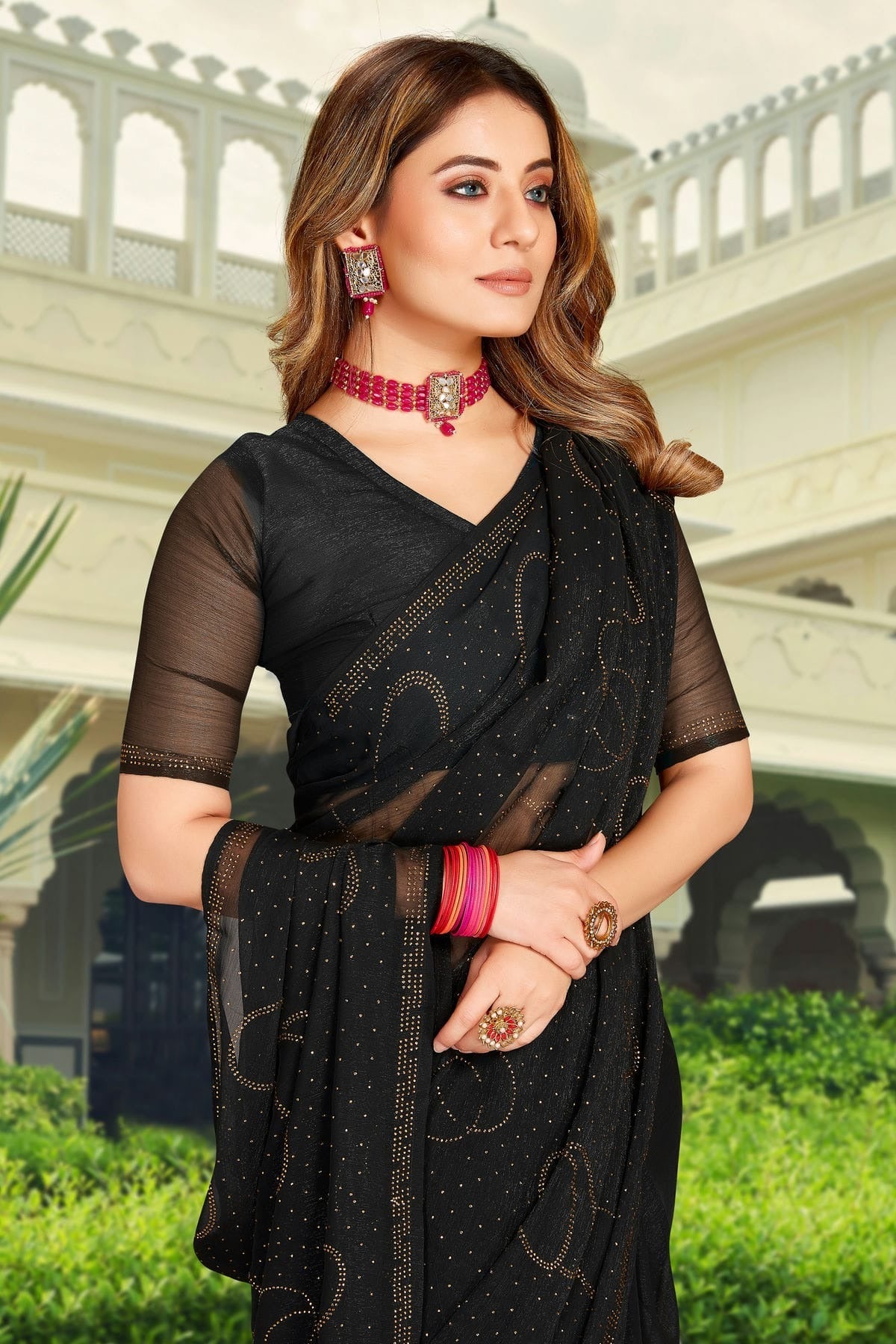 Black Silk Designer Saree NCLC11210372