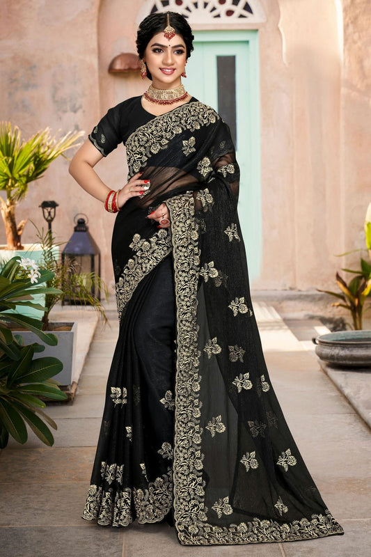 Black Silk Designer Saree NCLC11210466