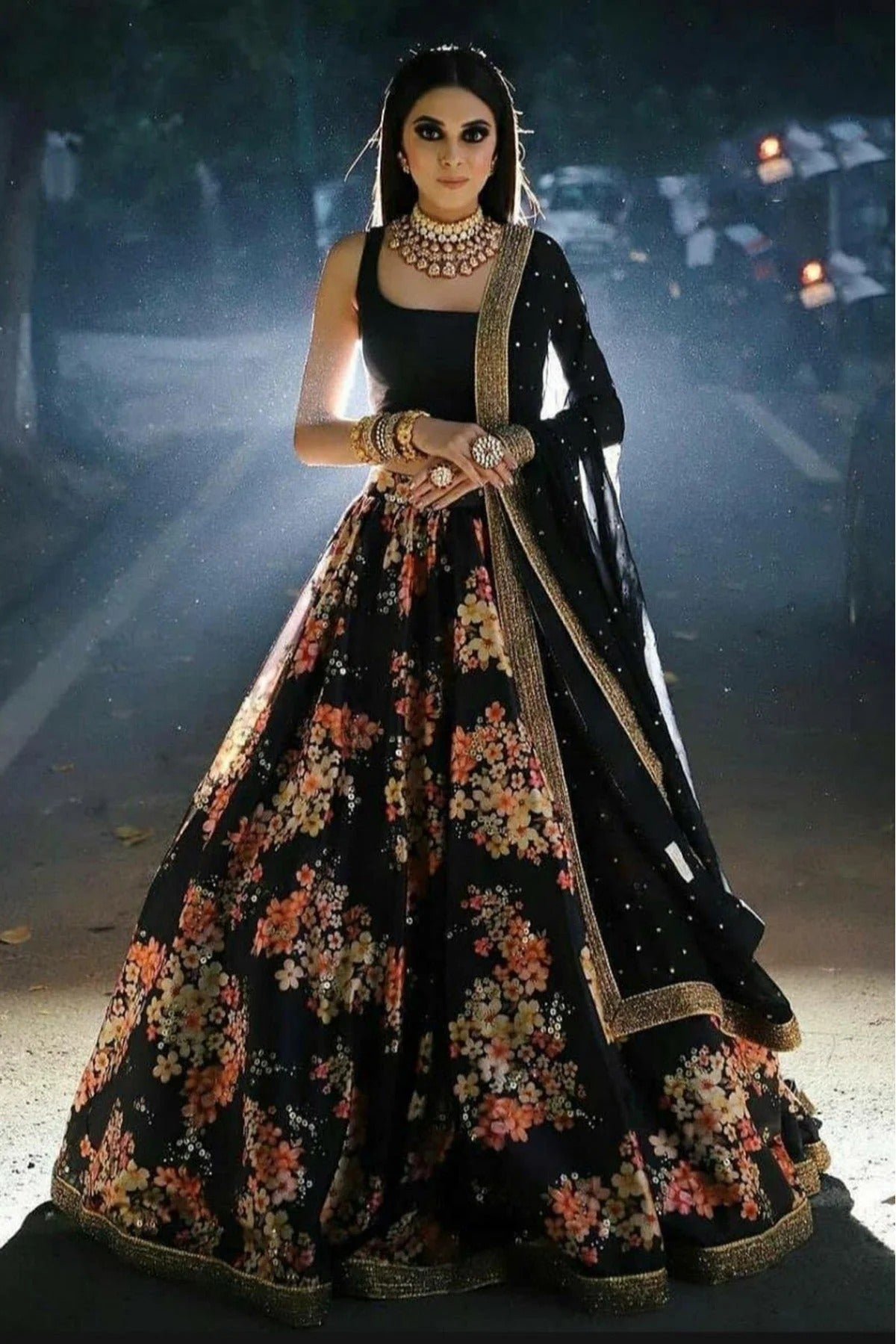 Black Silk Lehenga Choli NCLC10210126