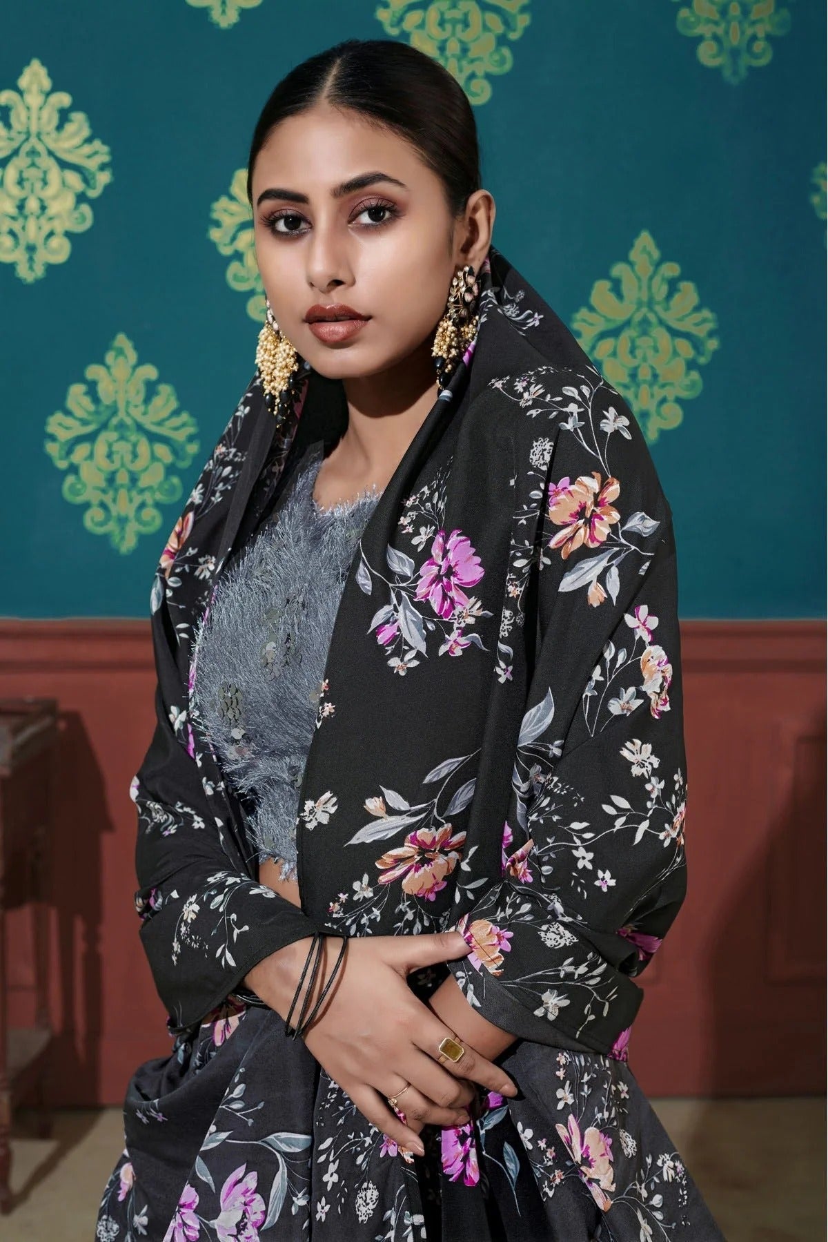 Black Silk Printed Lehenga Choli NCLC11510145
