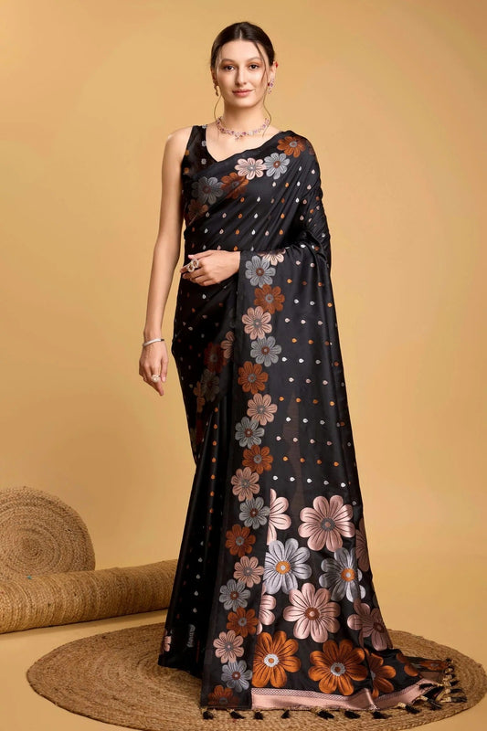 Black Silk Saree NCSD11112544