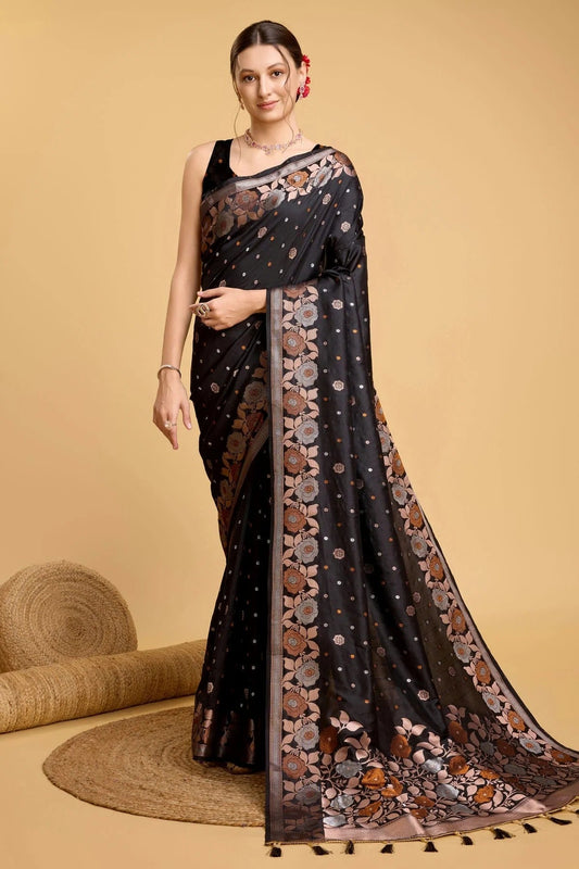 Black Silk Saree NCSD11112583