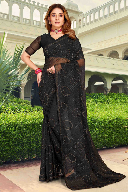 Black Simmer Chiffon Designer Saree NCSD11210937