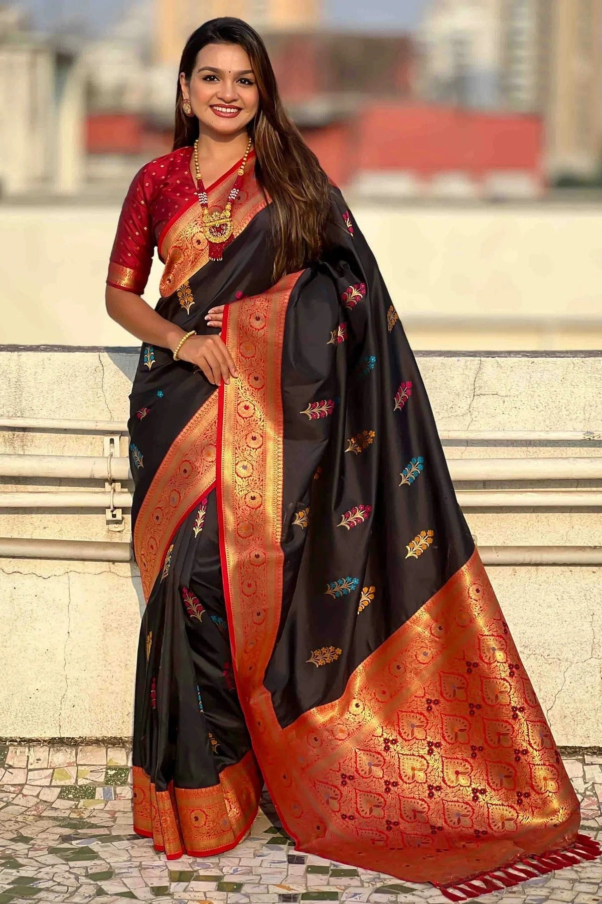 Black Soft Silk Meenakari Traditional Saree NCSD11110421