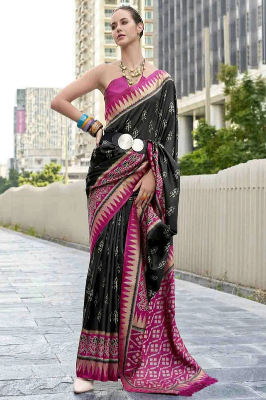 Black Soft Silk Printed Traditional Sarees  NCSD11110288