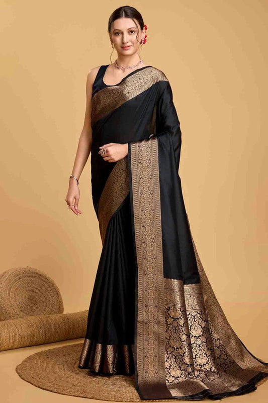Black Soft Silk Traditional Saree NCSD11110989
