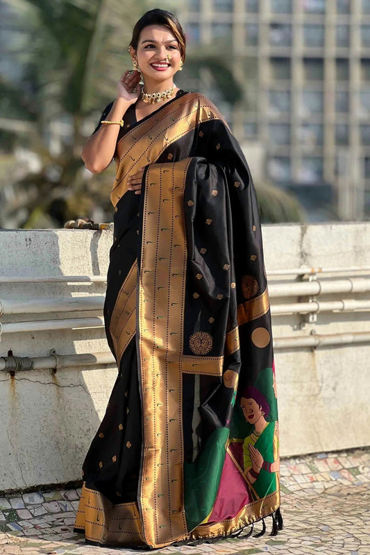 Black Soft Silk Traditional Saree NCSD11111120