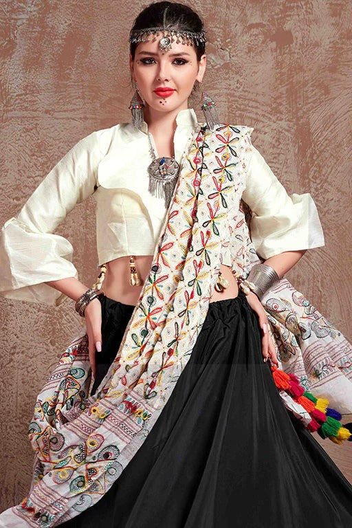 Black Taffeta Silk Navratri Lehenga Choli NCLC12410120