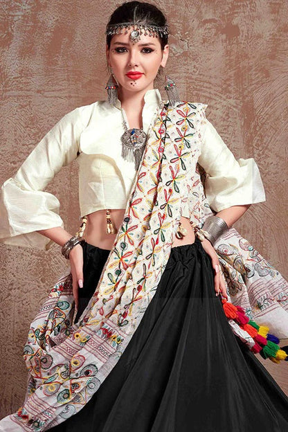 Black Taffeta Silk Navratri Lehenga Choli NCLC12410120