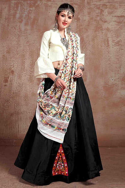Black Taffeta Silk Navratri Lehenga Choli NCLC12410120
