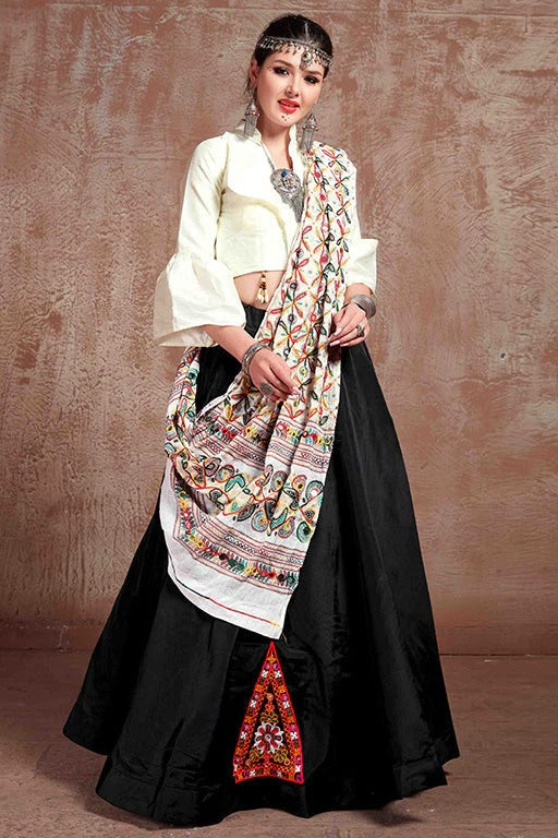 Black Taffeta Silk Navratri Lehenga Choli NCLC12410120
