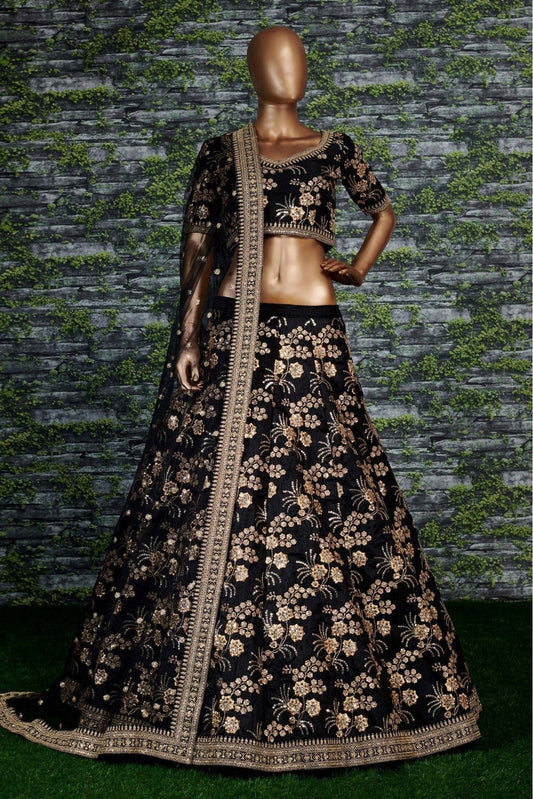 Black Thai Silk Lehenga Choli NCLC10110293