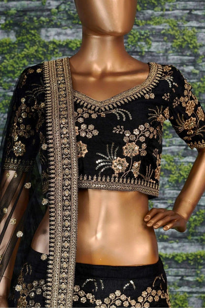 Black Thai Silk Lehenga Choli NCLC10110293