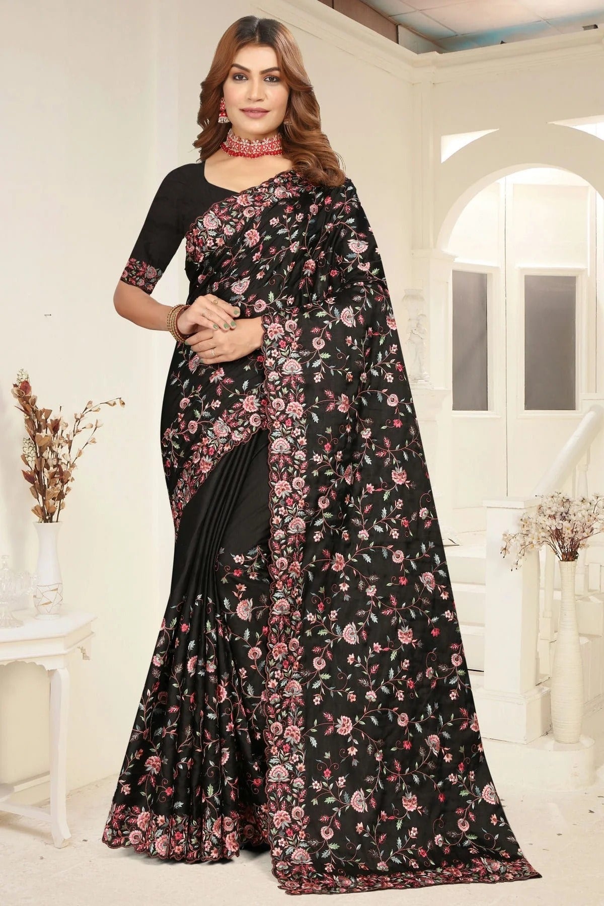 Black Tusser Silk Designer Saree NCSD10910139
