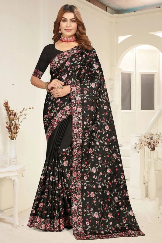 Black Tusser Silk Designer Saree NCSD10910139